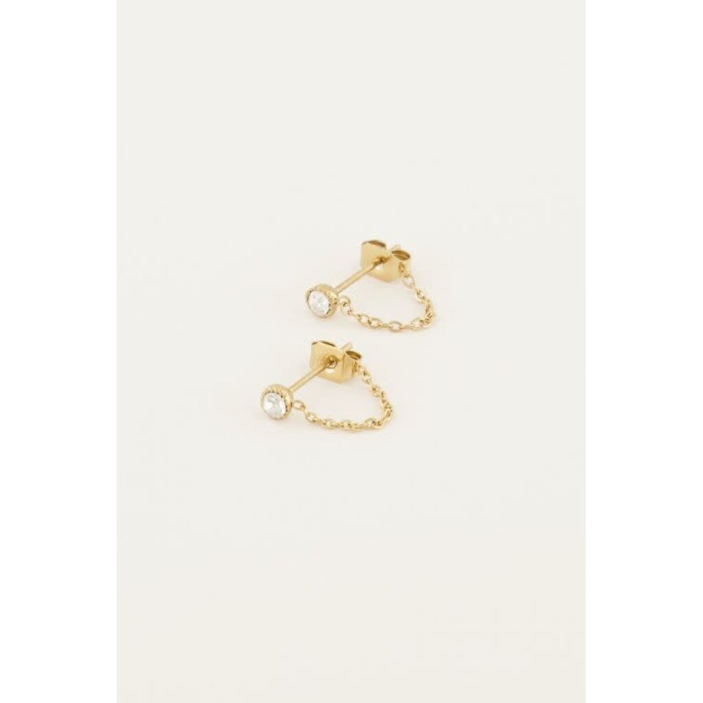 Oorbellen chain strass MJ06891 Goud