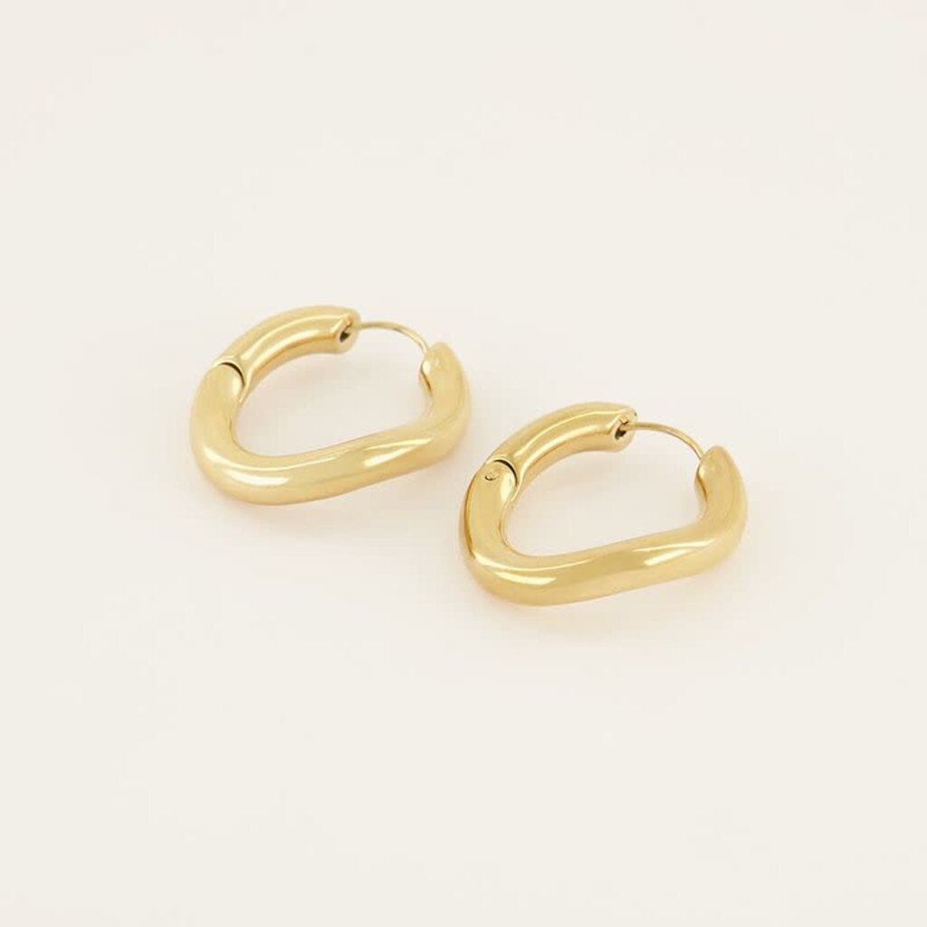 Earrings Chunky chain hoops MJ06892 Goud
