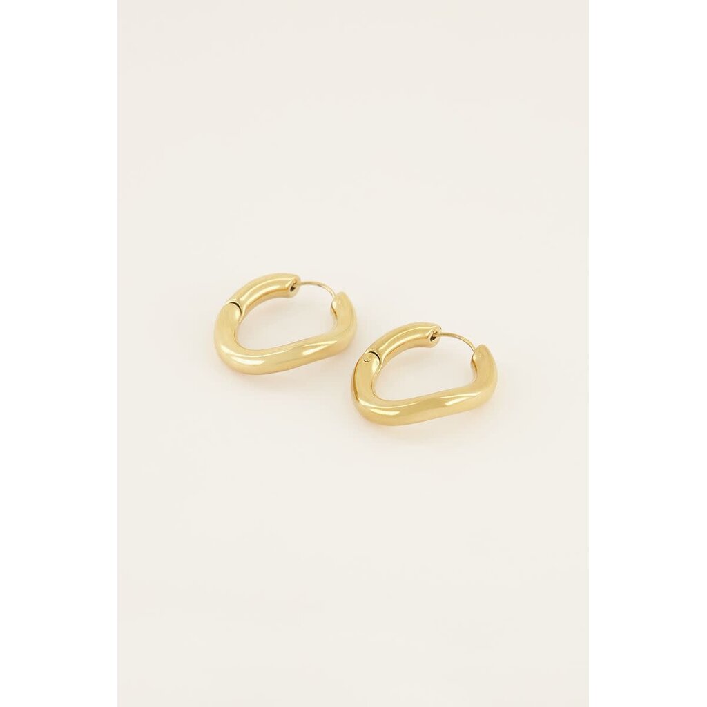 Oorbellens Chunky chain hoops MJ06892 Goud