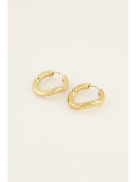 Oorbellens Chunky chain hoops MJ06892 Goud