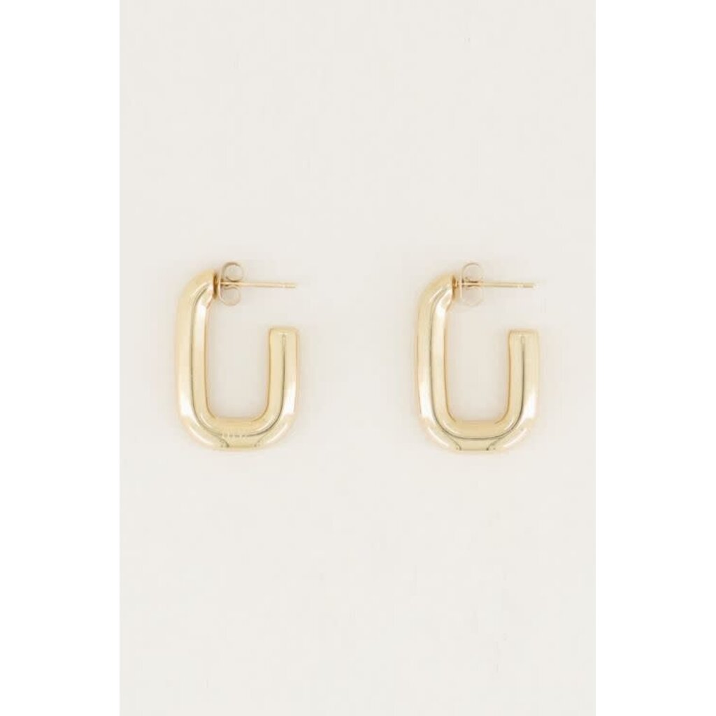 Oorbellens rectangular MJ02424 Goud