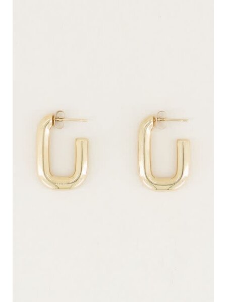 Oorbellens rectangular MJ02424 Goud