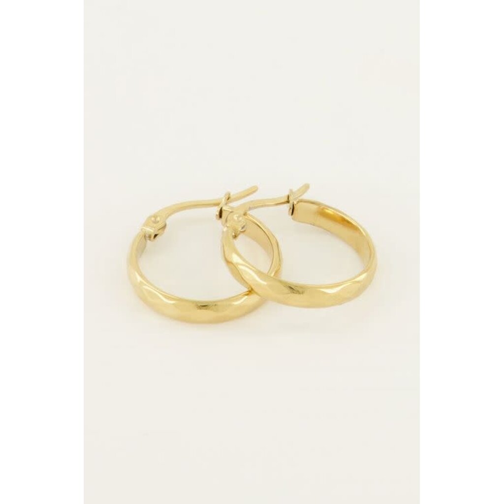 Oorbellen rond patroon MJ04360 Goud