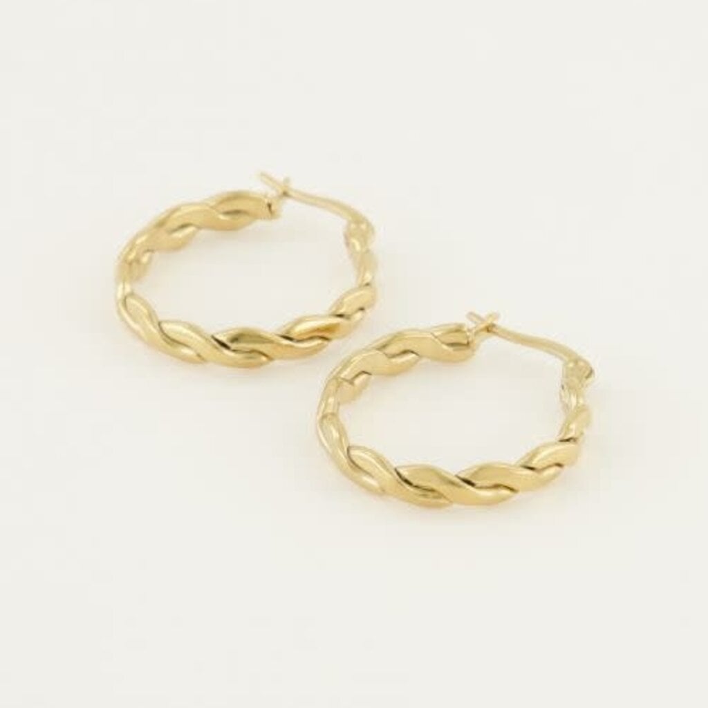 Oorringen rond touwpatroon MJ04358 Goud