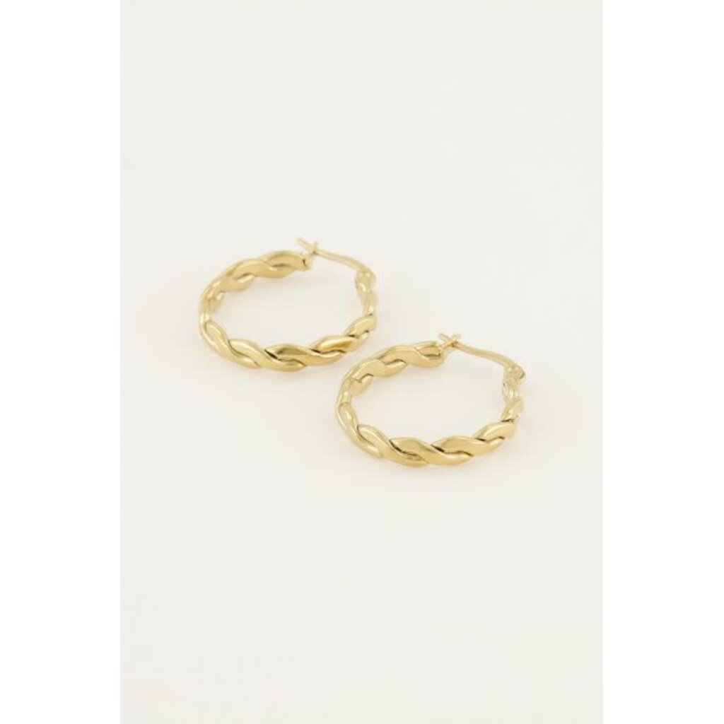 Oorringen rond touwpatroon MJ04358 Goud