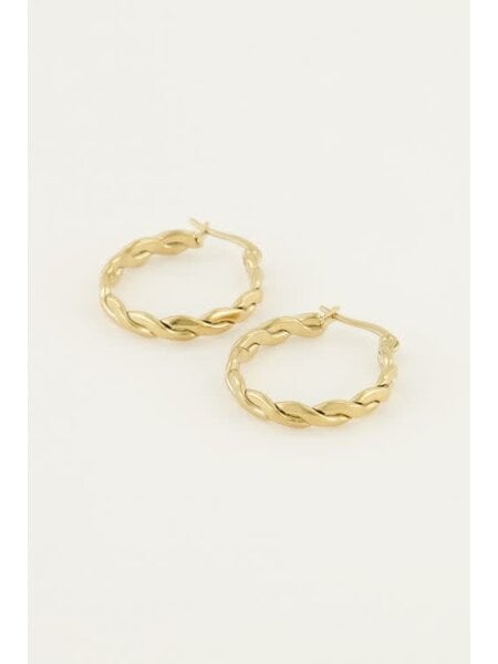 Oorringen rond touwpatroon MJ04358 Goud