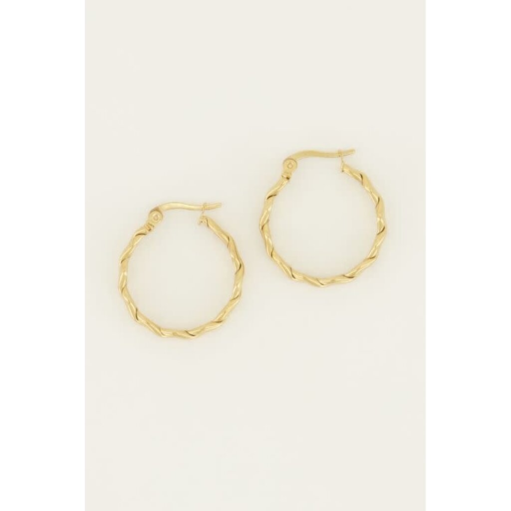 Oorringen rond touwpatroon MJ04358 Goud