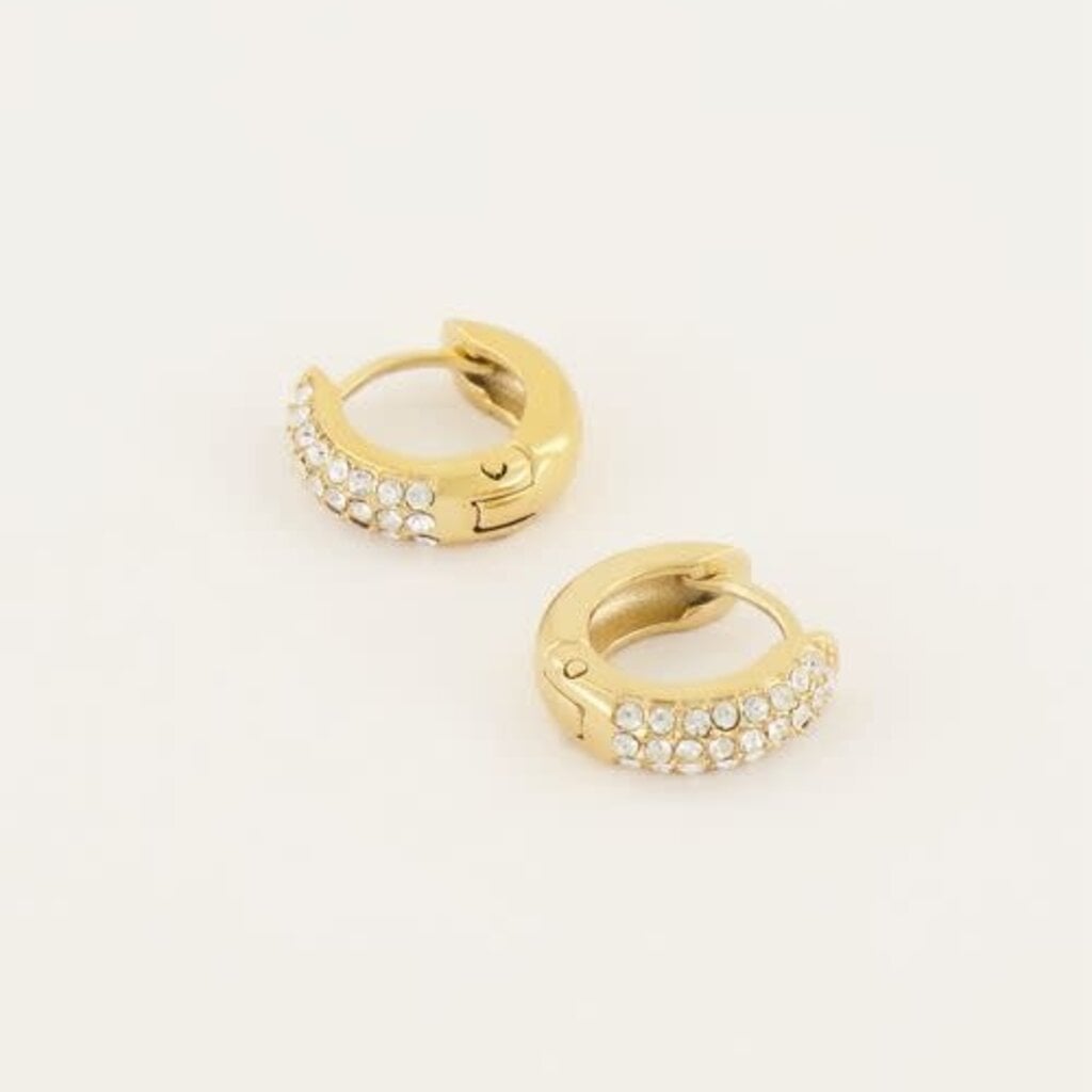 Oorringen strass voorkant MJ06312 Goud