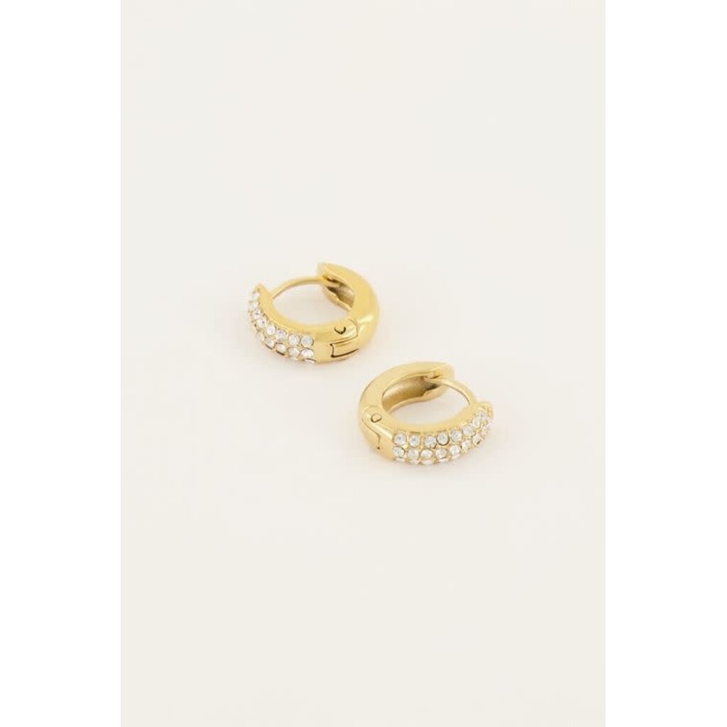 Oorringen strass voorkant MJ06312 Goud
