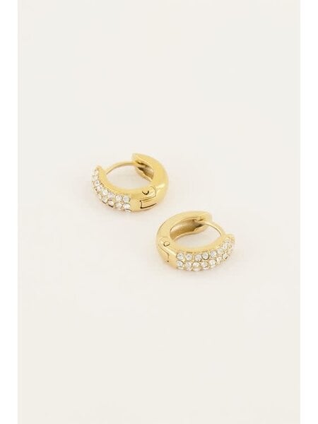 Oorringen strass voorkant MJ06312 Goud