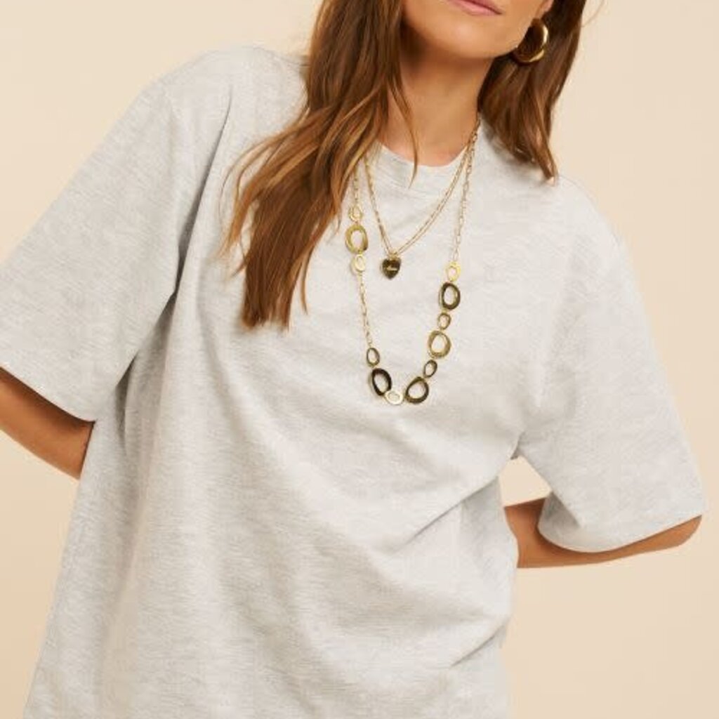 Oversized basic T-shirt MJ15547  Lichtgrijs