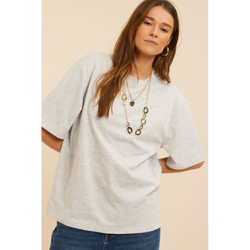 Oversized basic T-shirt MJ15547  Lichtgrijs