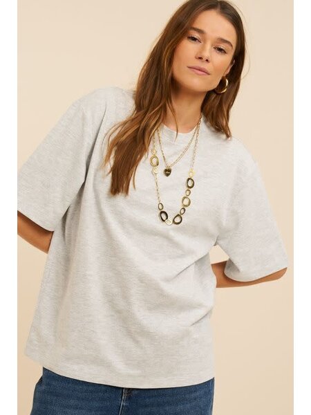 Oversized basic T-shirt MJ15547  Lichtgrijs