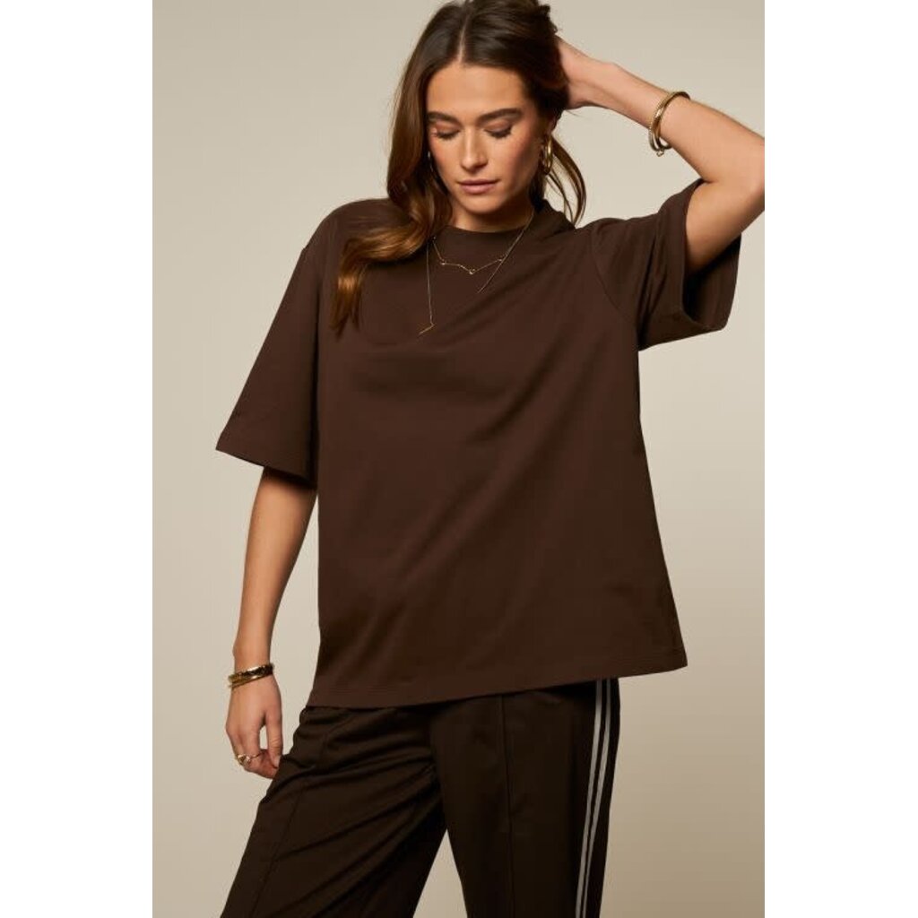 Oversized basic T-shirt MJ15543  Donkerbruin