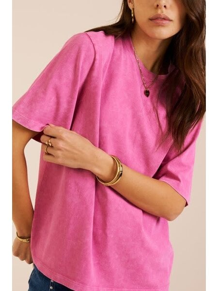 Basic T-shirt met acid wash MJ15662  Roze