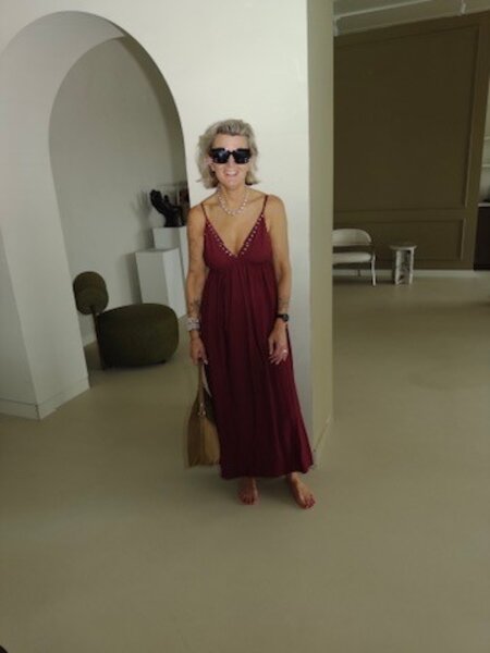 Maxi dress halter studs - bordeaux