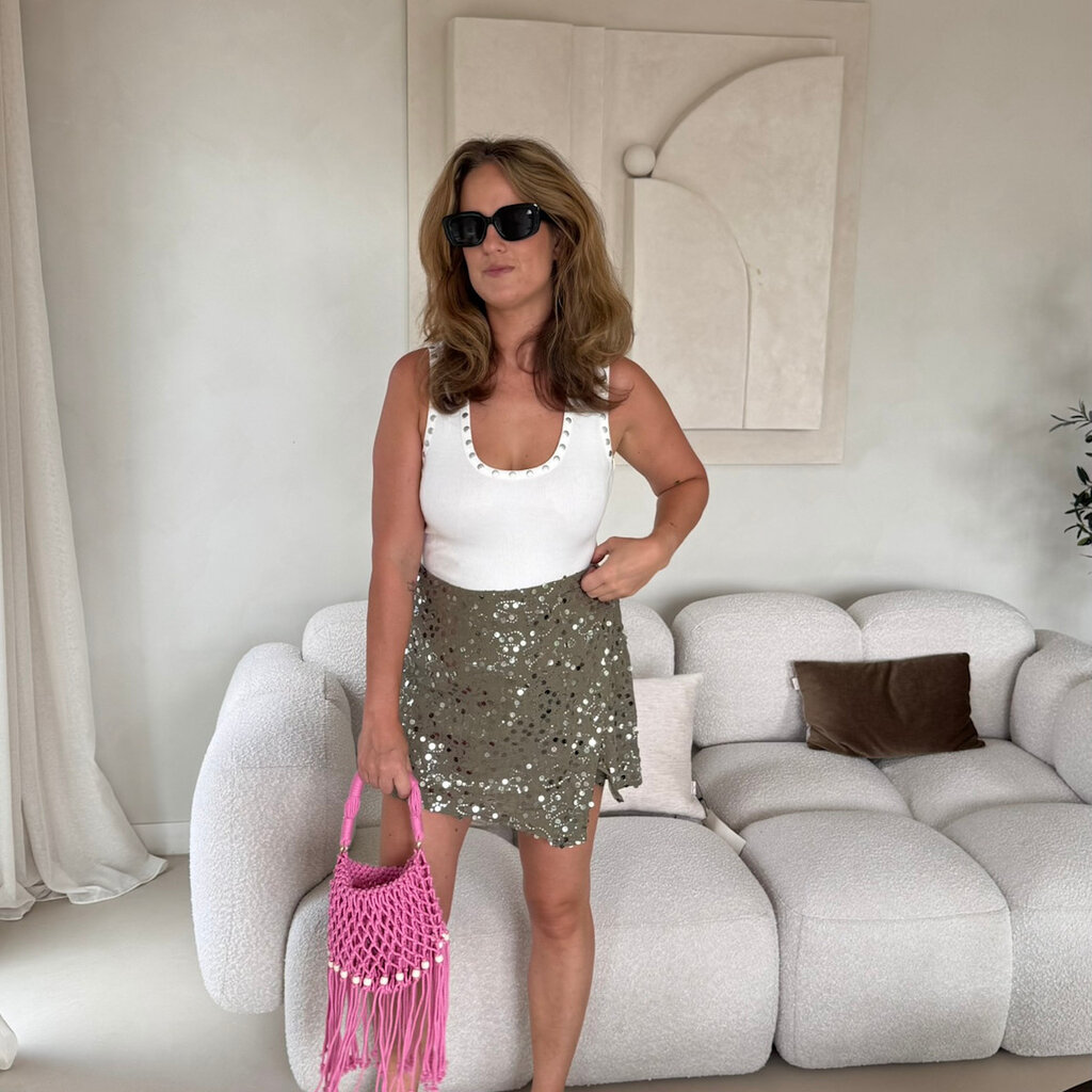 Sequin skort - army
