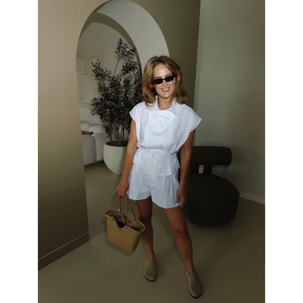 Linnen gilet - white