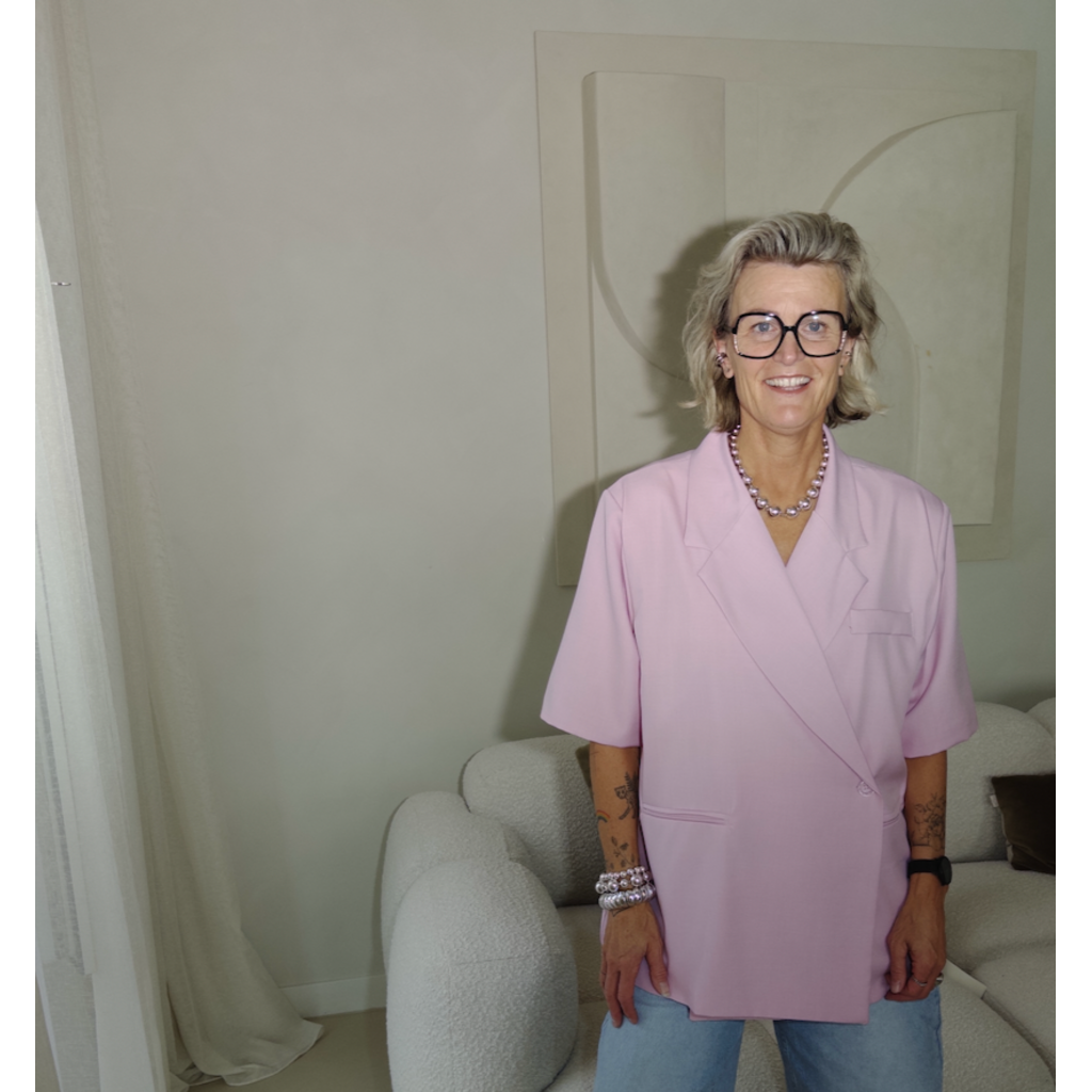 short sleeve blazer - light pink