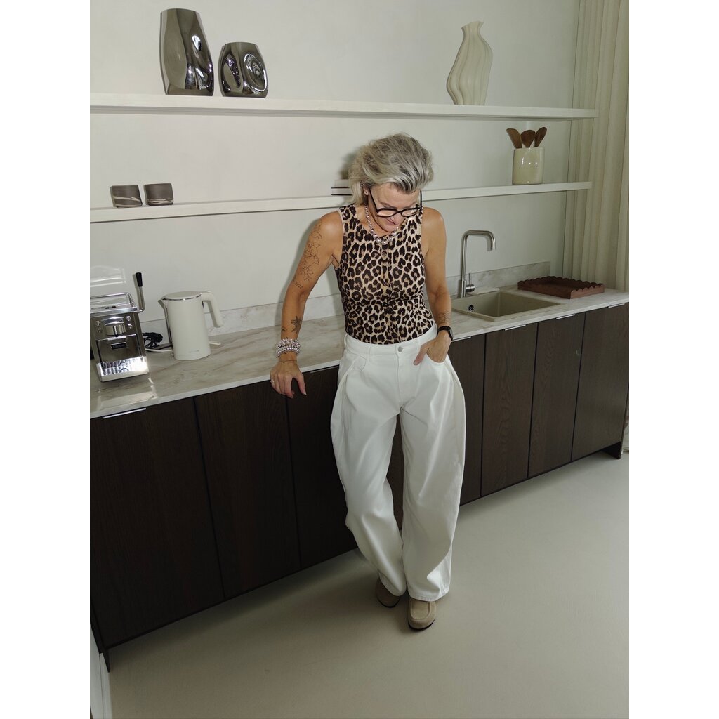 Baggy jeans plooien in boord - white