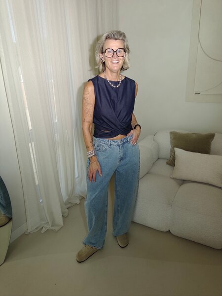 Dark blue denim top
