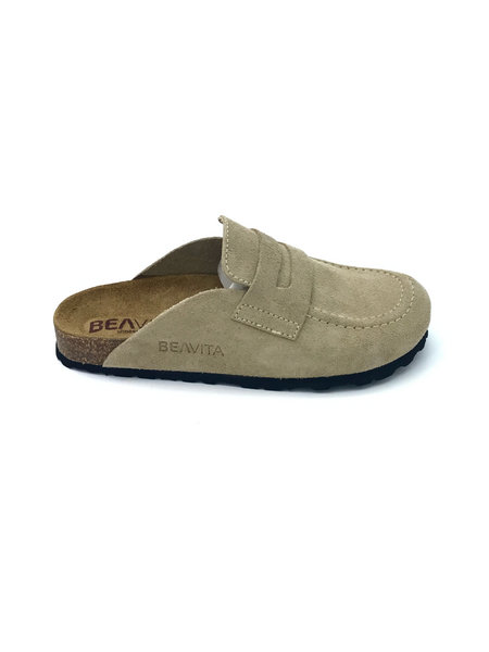 Leather clogs - taupe