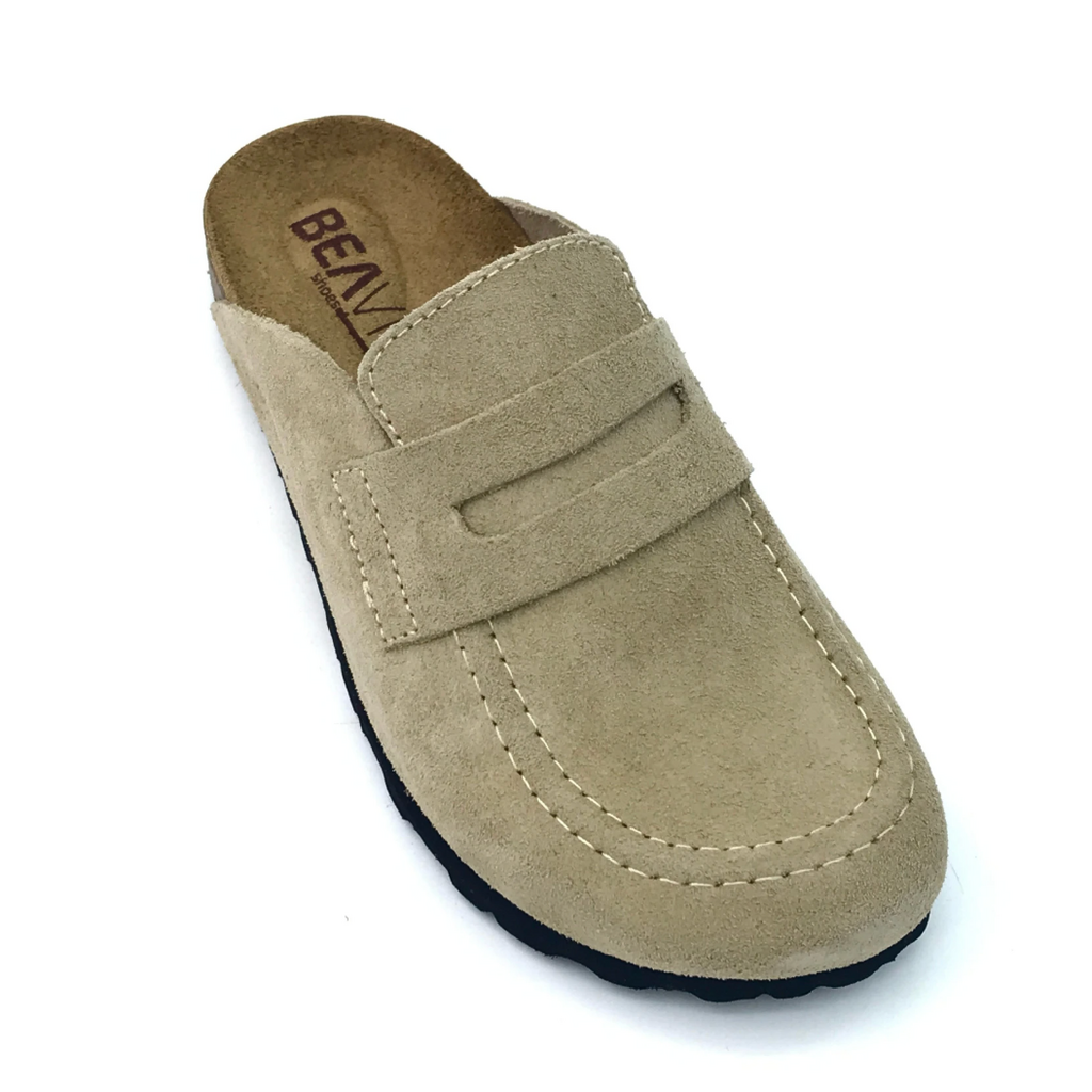 Leather clogs - taupe
