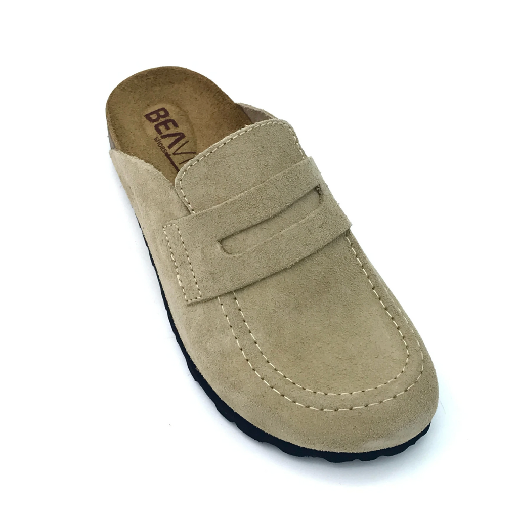 Leather clogs - taupe