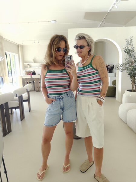 knitted tank top green stripes