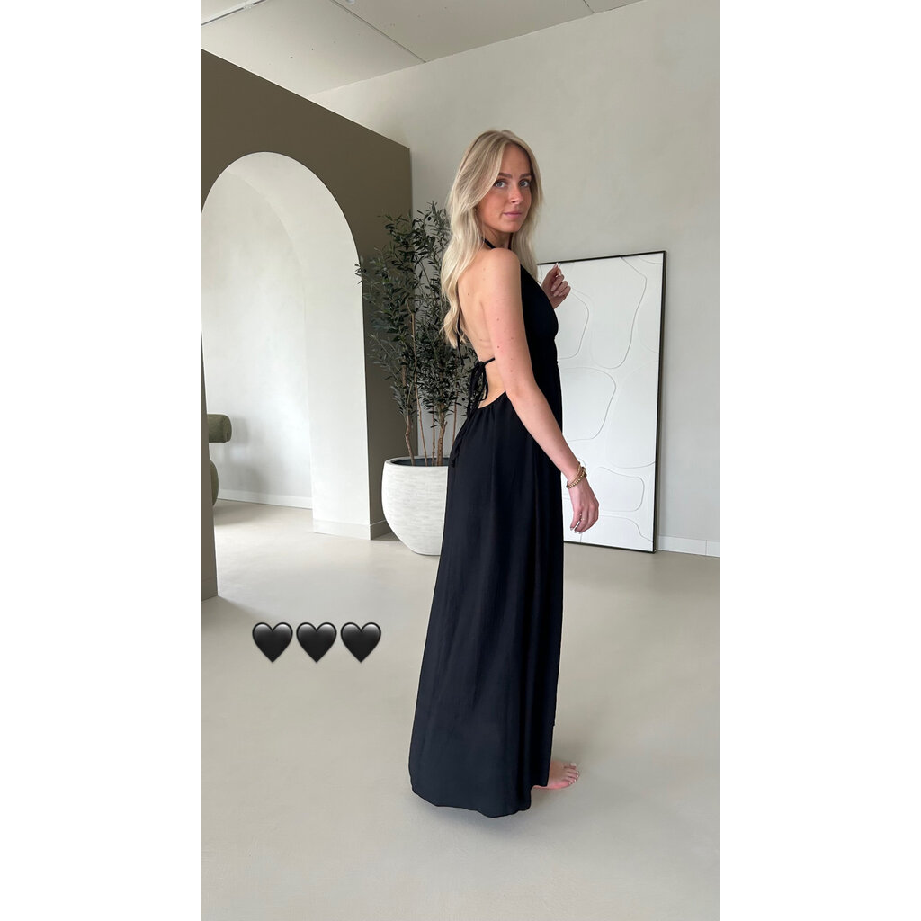 Maxi open back dress - black
