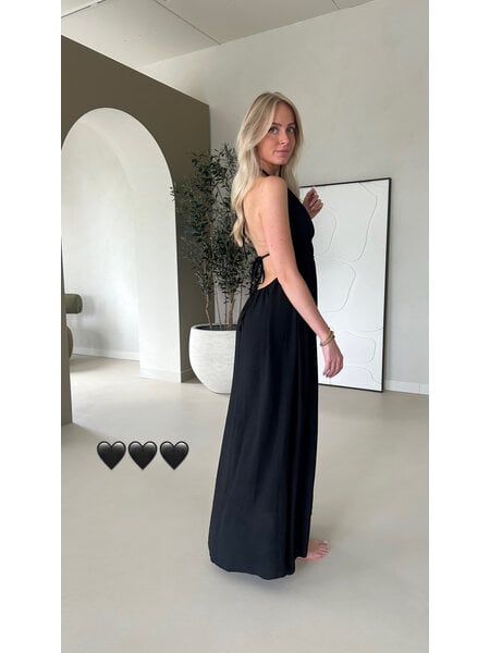 Maxi open back dress - black