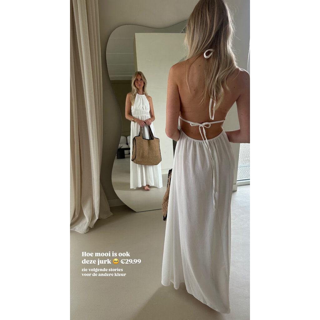Maxi open back dress - white