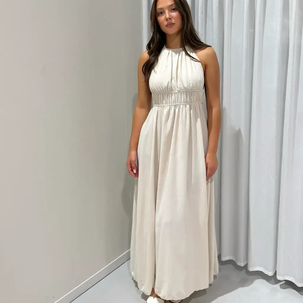 Maxi open back dress - beige