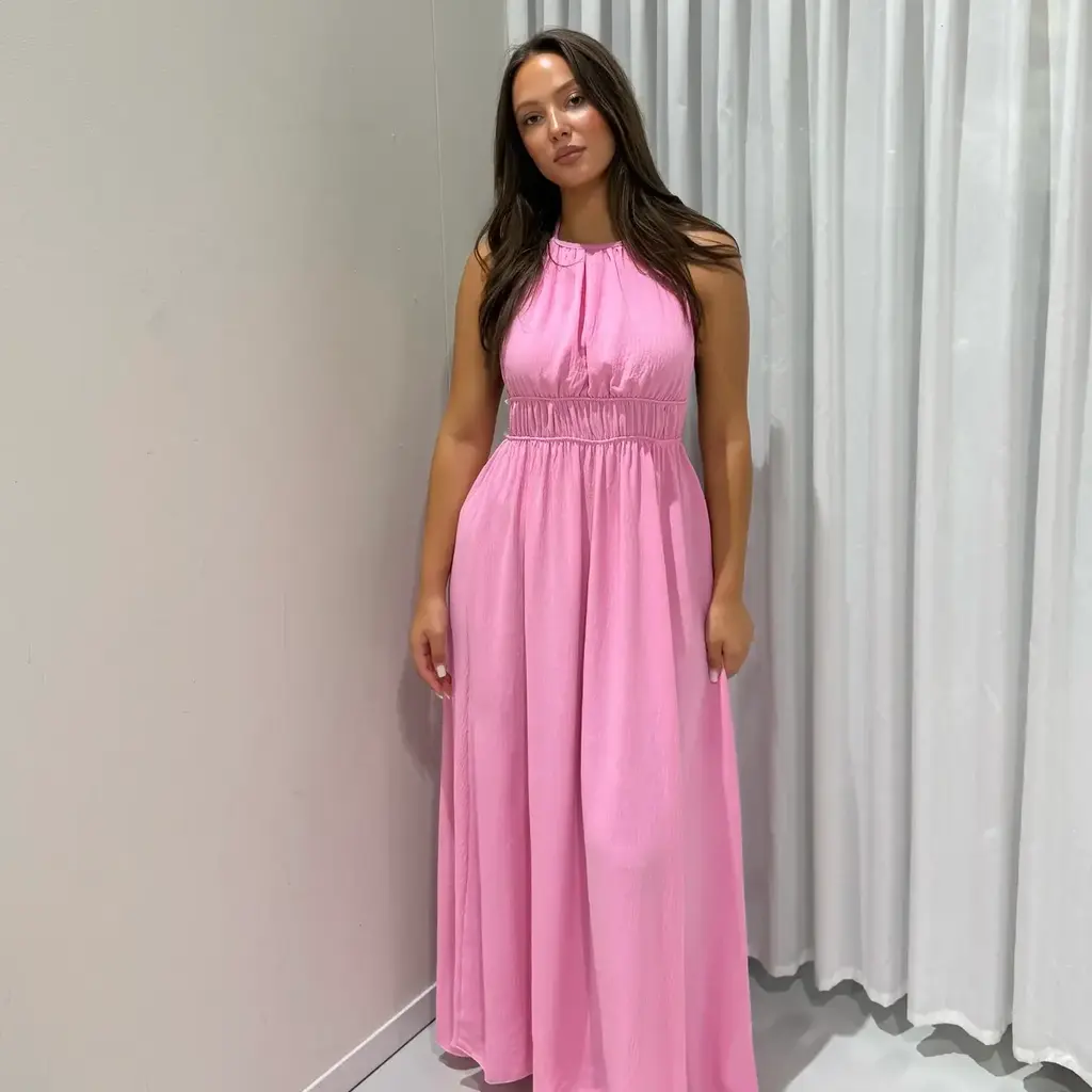Maxi open back dress - roze
