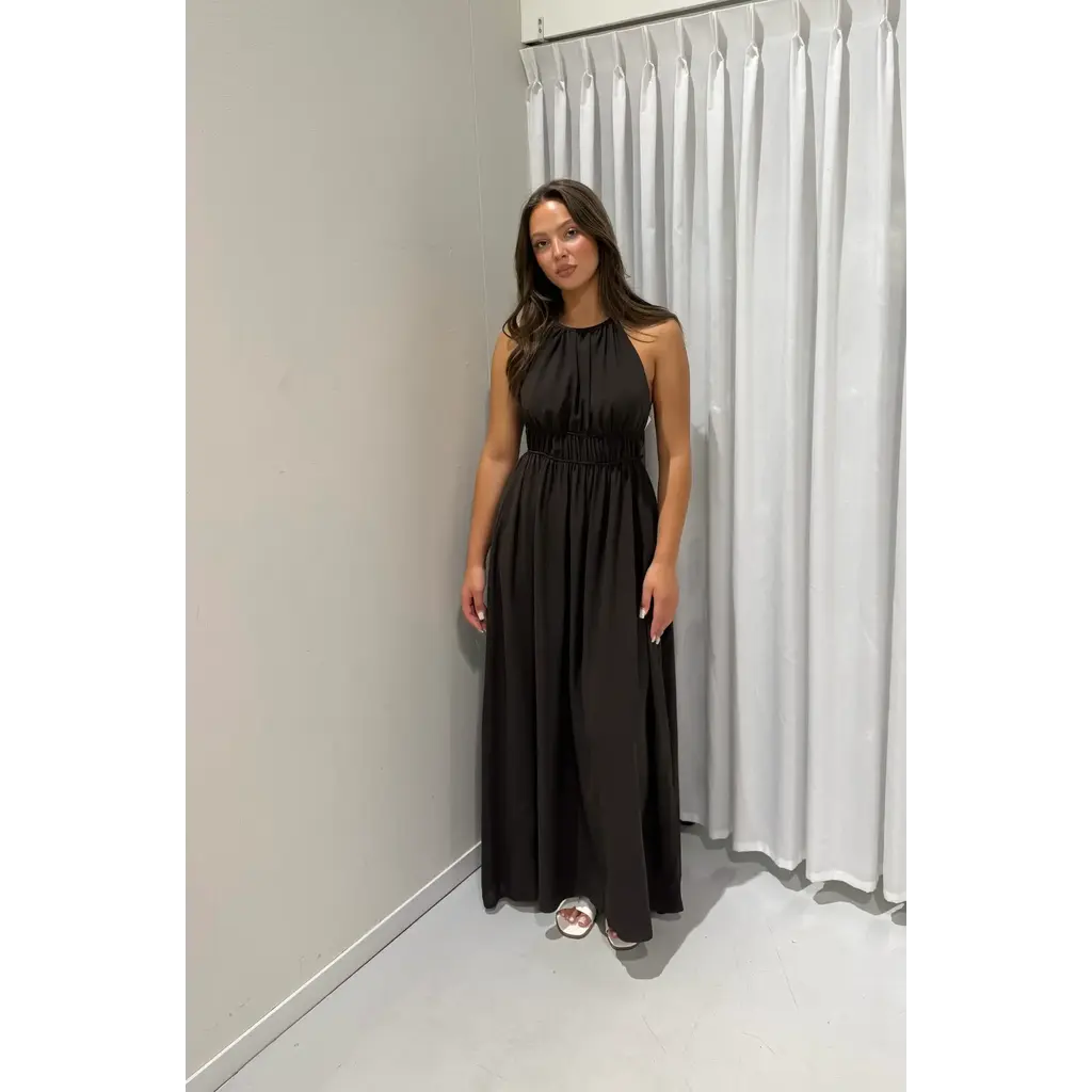 Maxi open back dress - chocolate