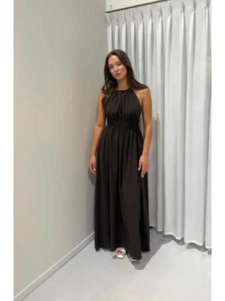 Maxi open back dress - chocolate