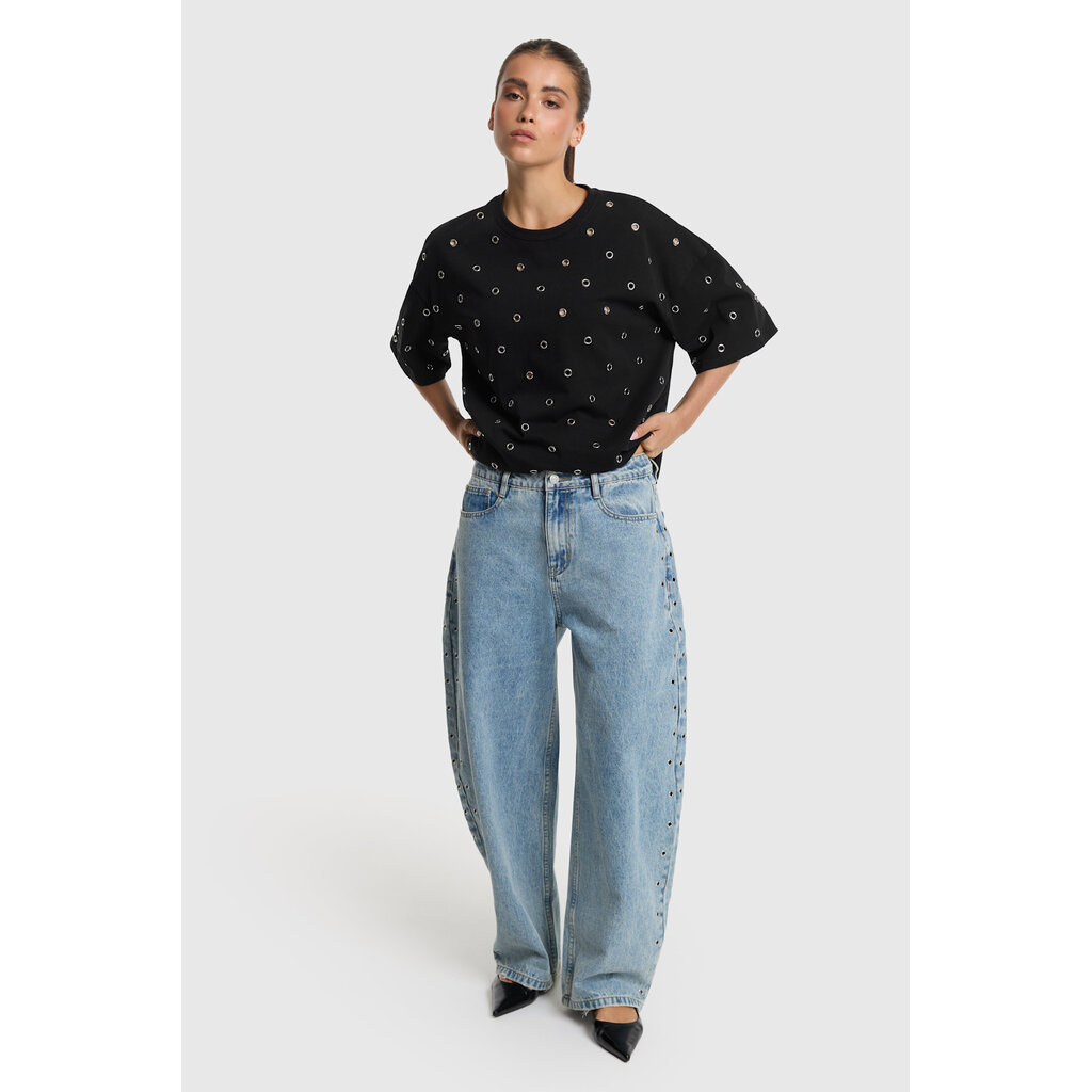 ALIX studded barrel denim pants (2606196717)
