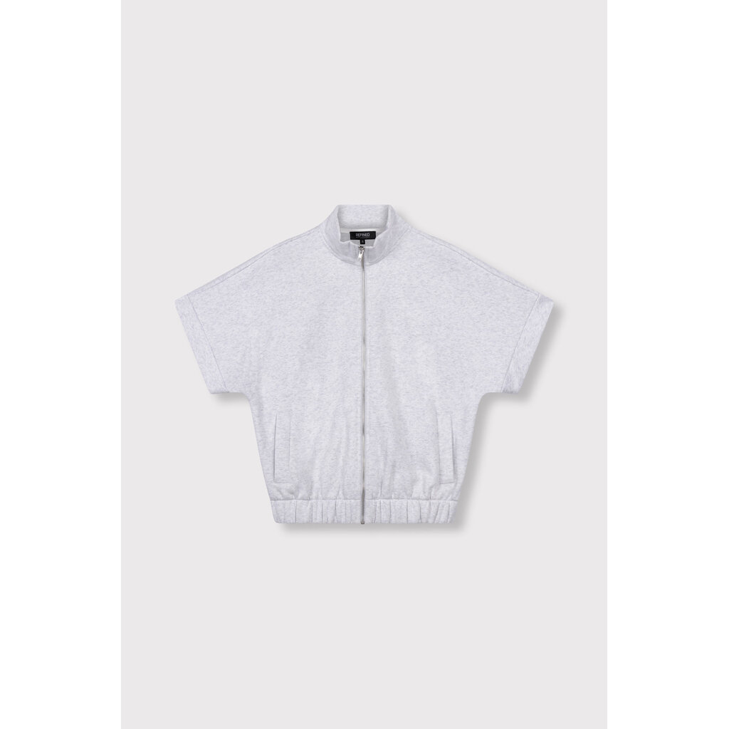 REFINED short sleeve cardigan LEONA (R2608403155) grey melange