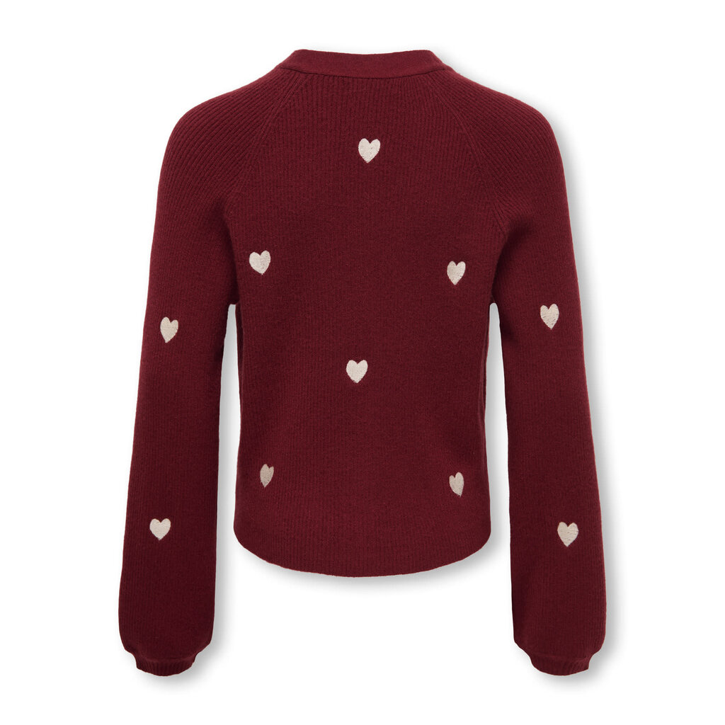 KIDS ONLY KOGDANA LIFE LS HEART VNECK CARDIGAN KNT 15341330 Cabernet EMB Tofu/Hearts