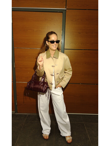 Jacket faux leather collar