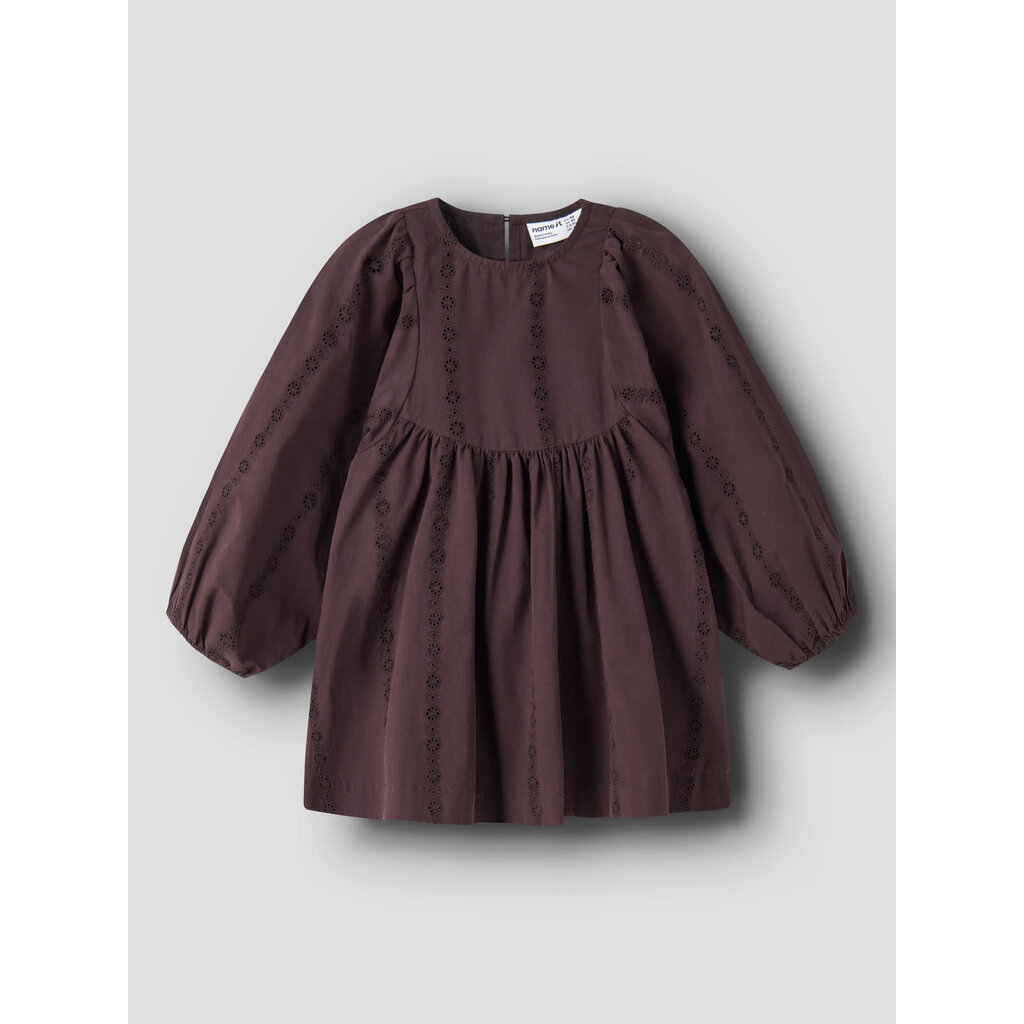 name it NMFNINAR LS DRESS 13259472 Chocolate Plum