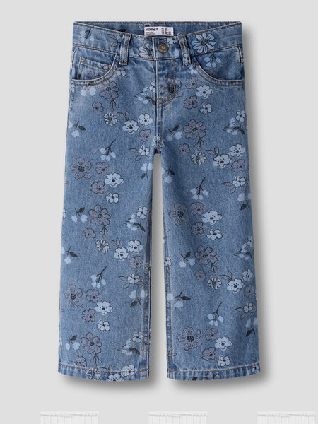 name it NMFROSE WIDE AOP JEANS 2633-IM 13259841 Medium Blue Denim FLOWER