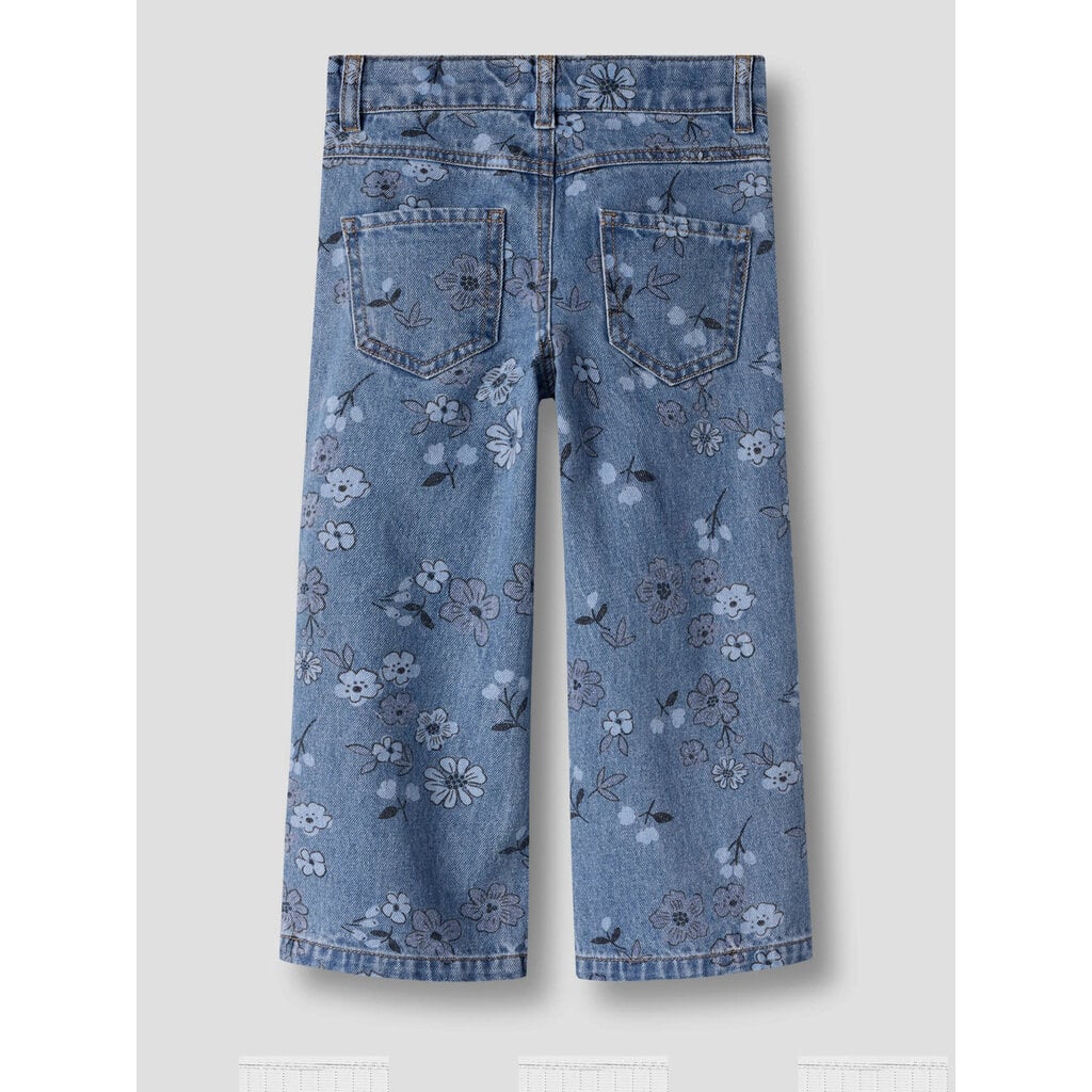 name it NMFROSE WIDE AOP JEANS 2633-IM 13259841 Medium Blue Denim FLOWER