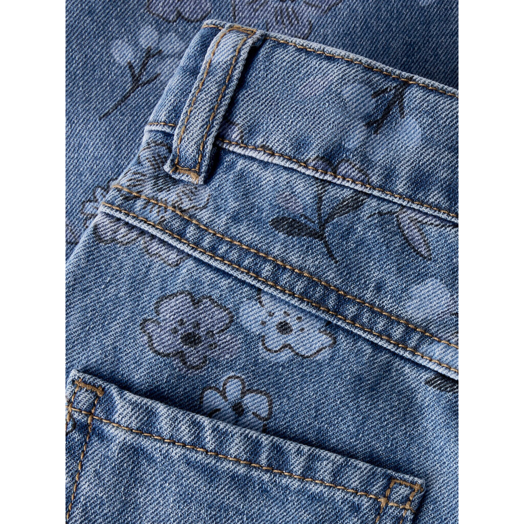name it NMFROSE WIDE AOP JEANS 2633-IM 13259841 Medium Blue Denim FLOWER