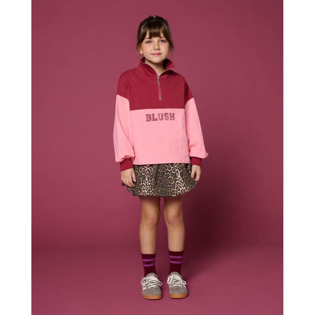 PETIT BLUSH Zipper Sweater Blush | Color Block AW26-105
