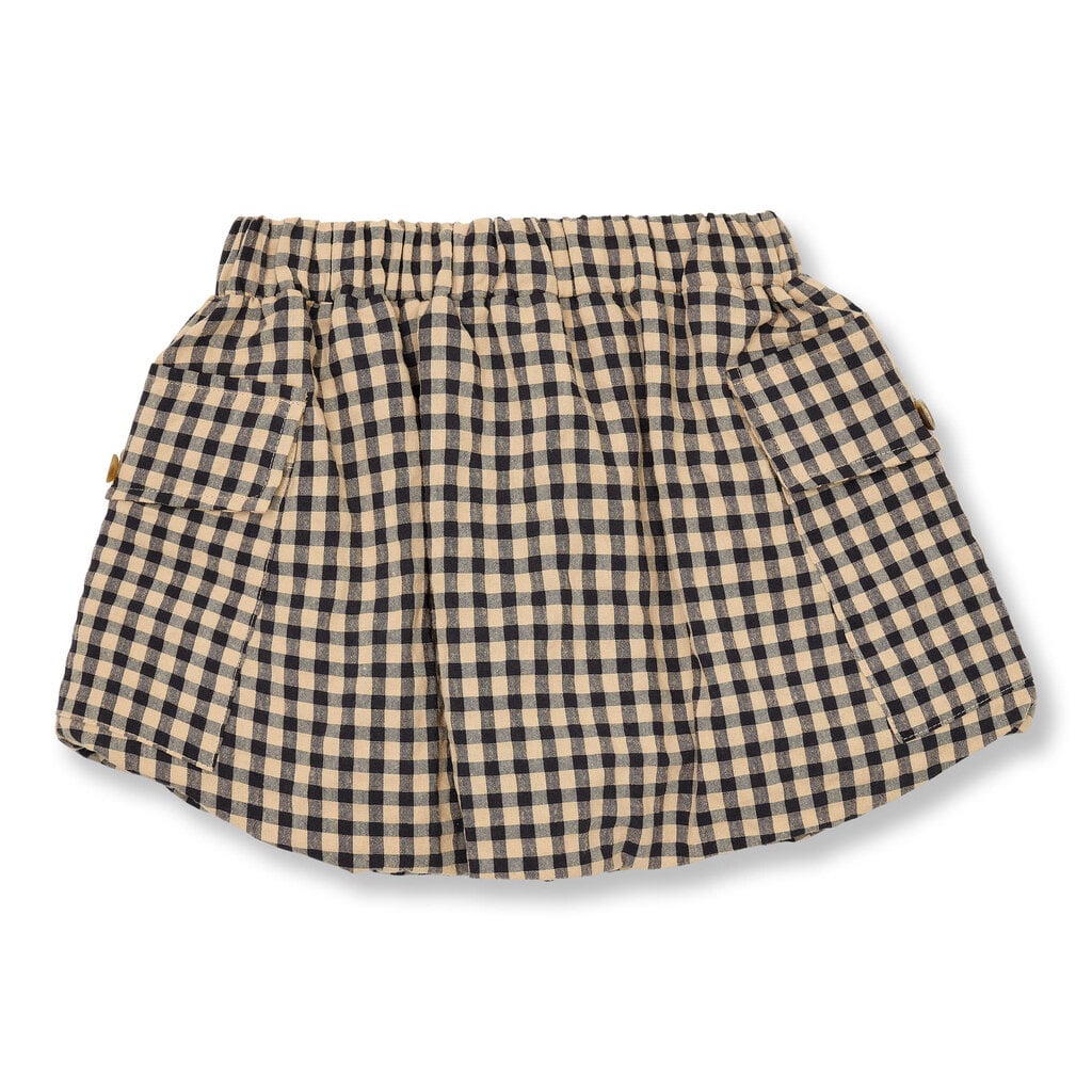 PETIT BLUSH Cargo Ballon Skirt | Check Beige/Blue AW26-503