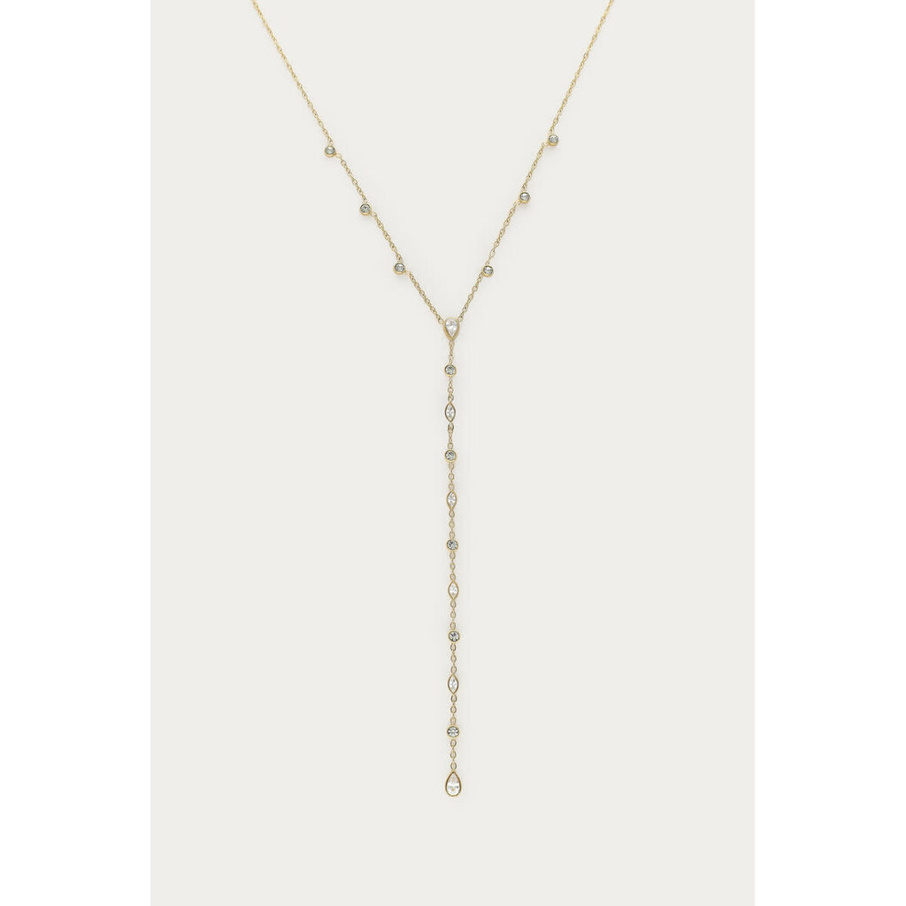 Fijne y-ketting met strass stenen MJ17183 Goud