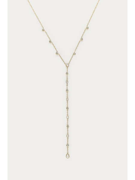 Fijne y-ketting met strass stenen MJ17183 Goud