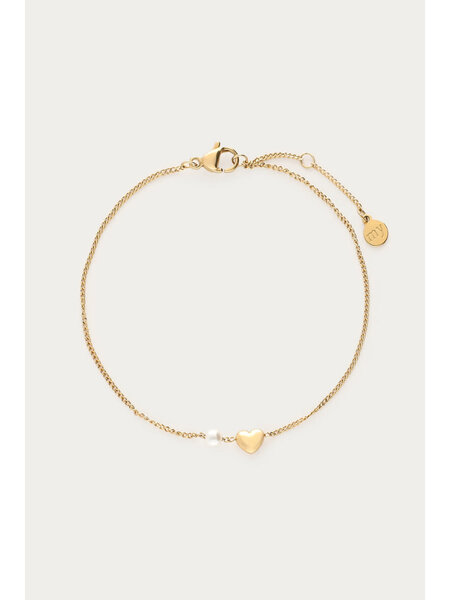 Minimalistische armband met hartje en imitatieparel MJ16792 Goud