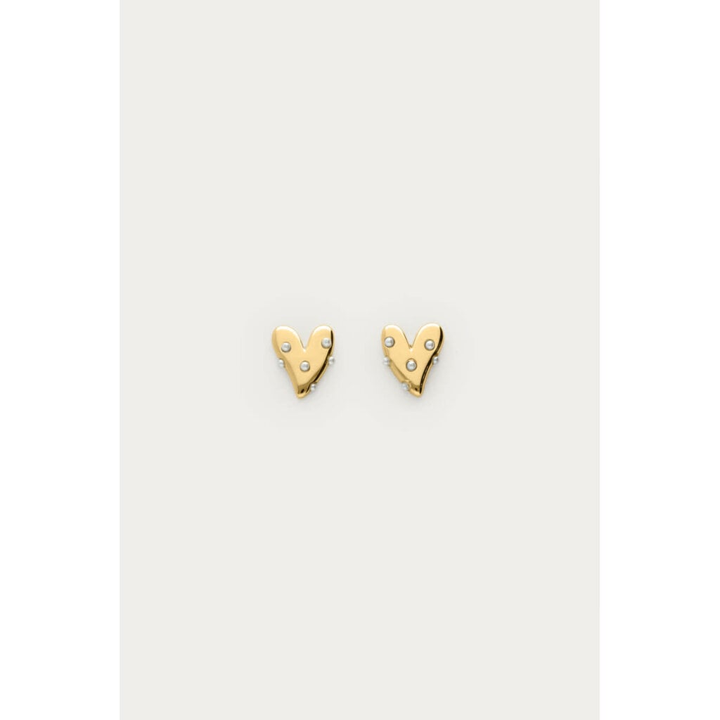 Studs met hart & imitatieparels MJ12599 Goud